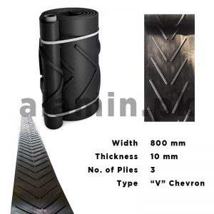 Rubber Conveyor Belt Width 800 mm, Thickness 10 mm (Chevron) V-Type